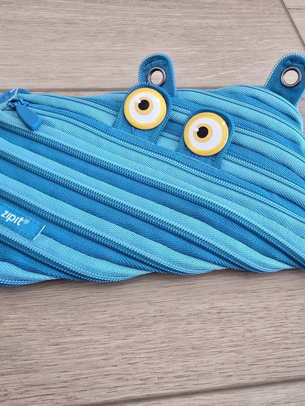 Zipit Pencil Pen Pouch Blue Monster Unzips Teeth Children Teen Fun
